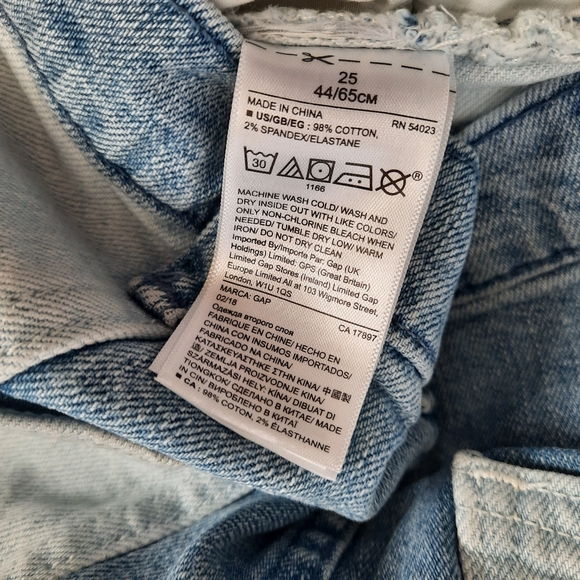 GAP Denim Mixed Denim Patchwork Jean Dkirt Fitted Button Front Sz 25 - Picture 11 of 12